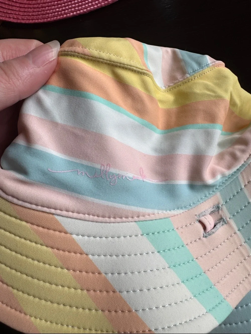 Pastel Stripe Kids Bucket Hat with strap